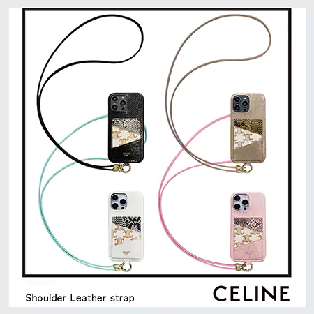 斜めがけceline セリーヌ ストラップ付き iphone16スマホケース